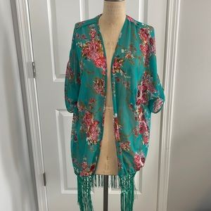Sheer teal kimono. OSFM